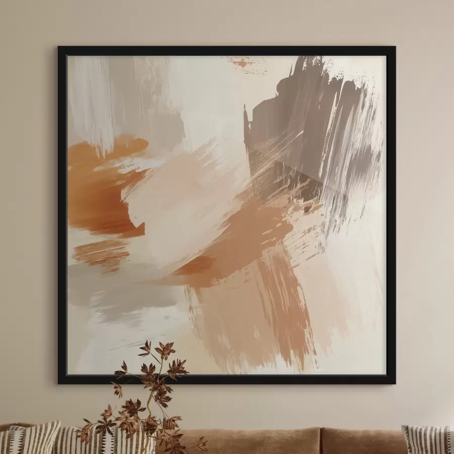 Fototapete Nachahmung abstrakter Pinselstriche in sandigen und braunen Farbtönen f48857