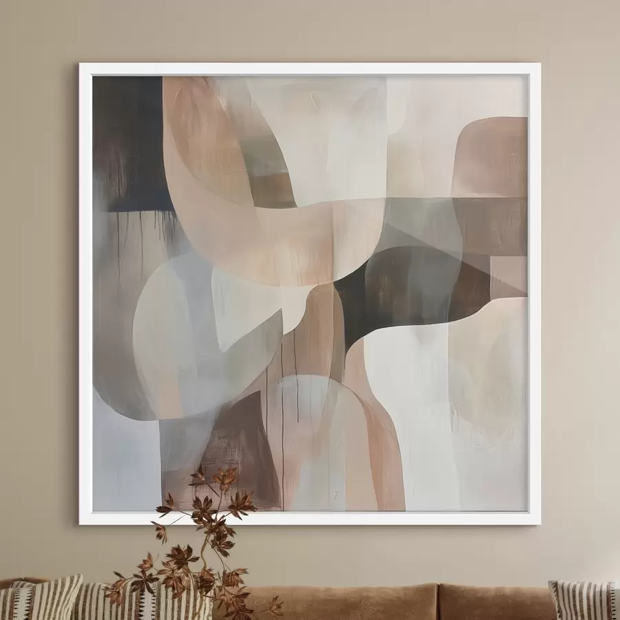 Fototapete Abstrakte Komposition in einer warmen Beige-Korallen-Farbpalette f48859