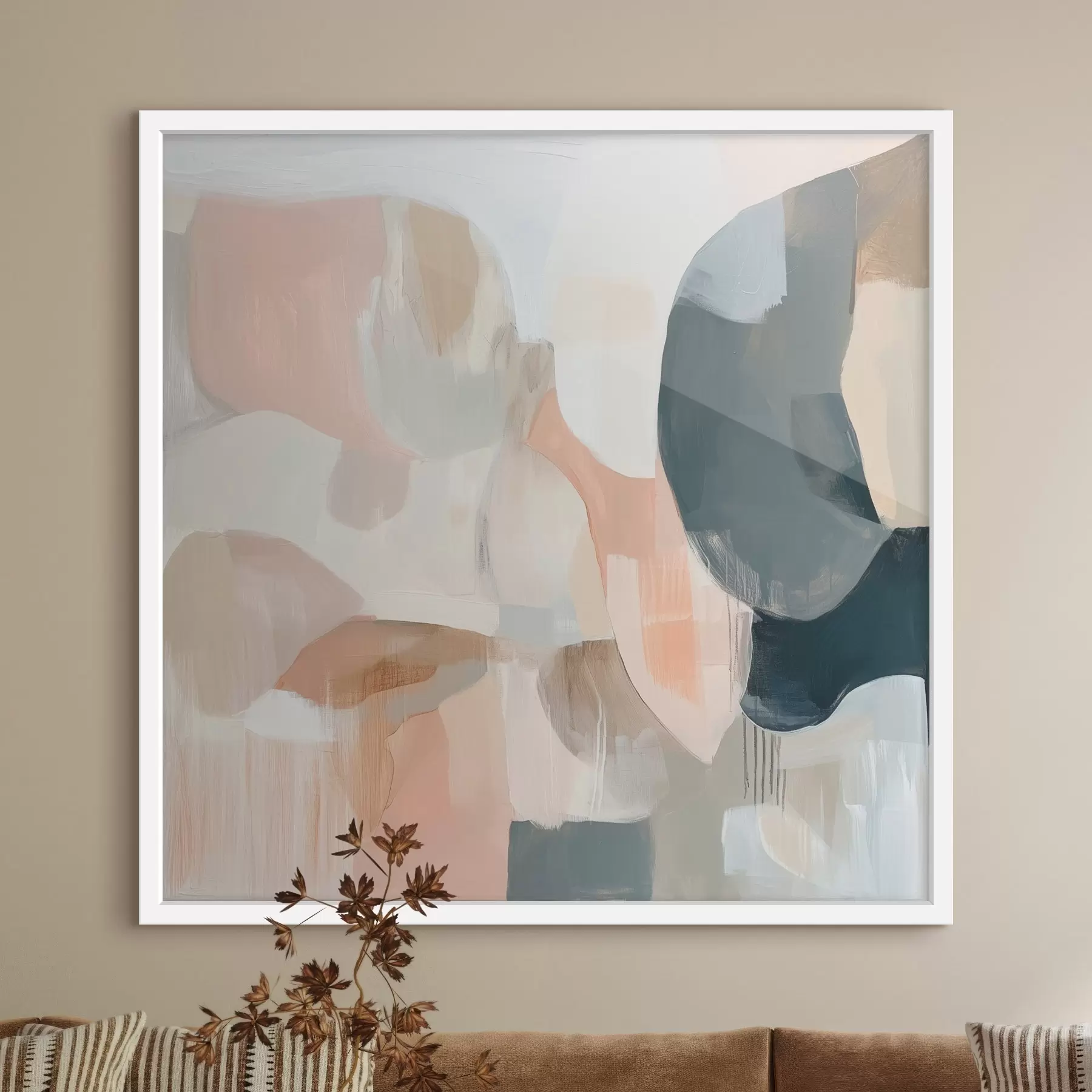 Fototapete Abstrakte Komposition in Pastell- und Dunkelblautönen in einem zeitgenössischen Malstil f48860