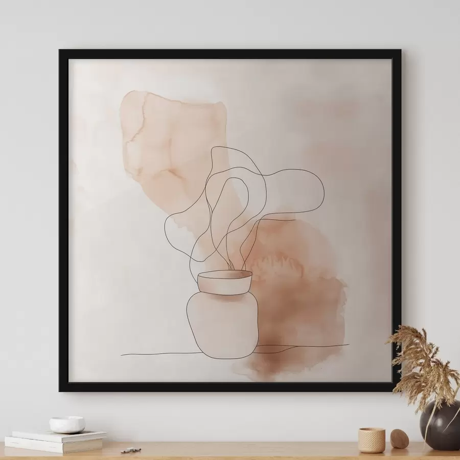 Fototapete Eine schlichte Komposition mit einer Vase und grafischen Linien im minimalistischen Stil f48869