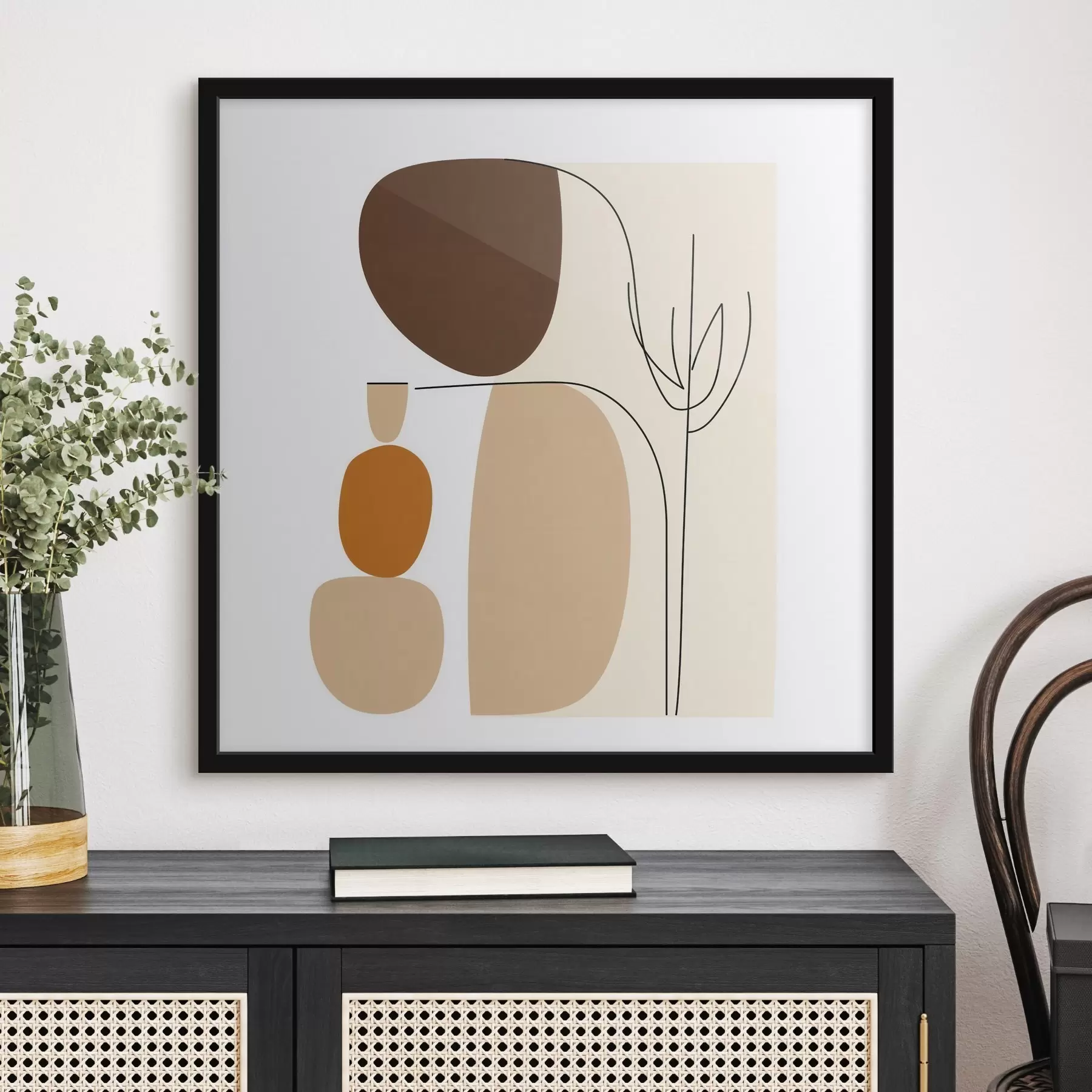 Fototapete Abstrakte Komposition mit schlanken Stielen und schlichten Formen im minimalistischen Stil f48871