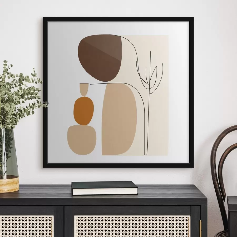 Fototapete Abstrakte Komposition mit schlanken Stielen und schlichten Formen im minimalistischen Stil f48871