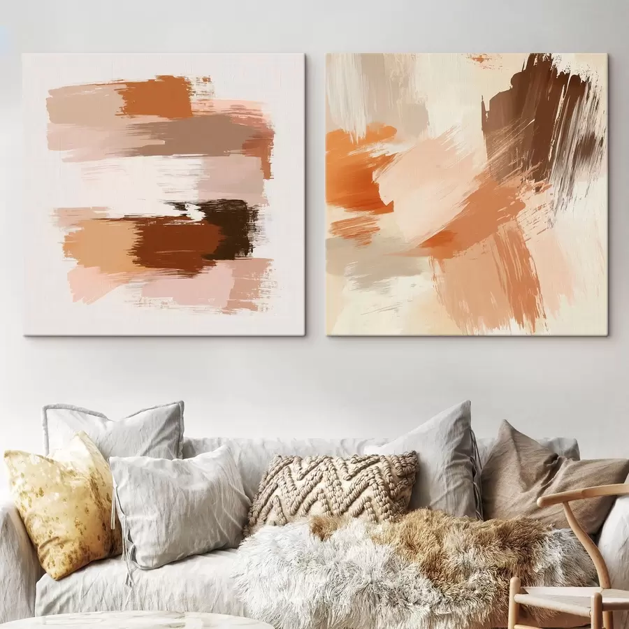 Fototapete Dekorative Kunst in warmen Braun-Beige-Tönen mit malerischem Pinselstrich-Effekt m30355