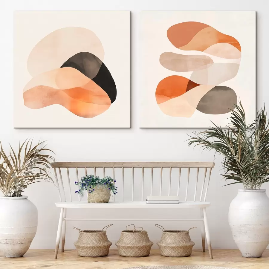 Fototapete Eine Komposition aus weichen, abgerundeten Formen und zarten Schatten im Stil eines Kunstplakats m30358