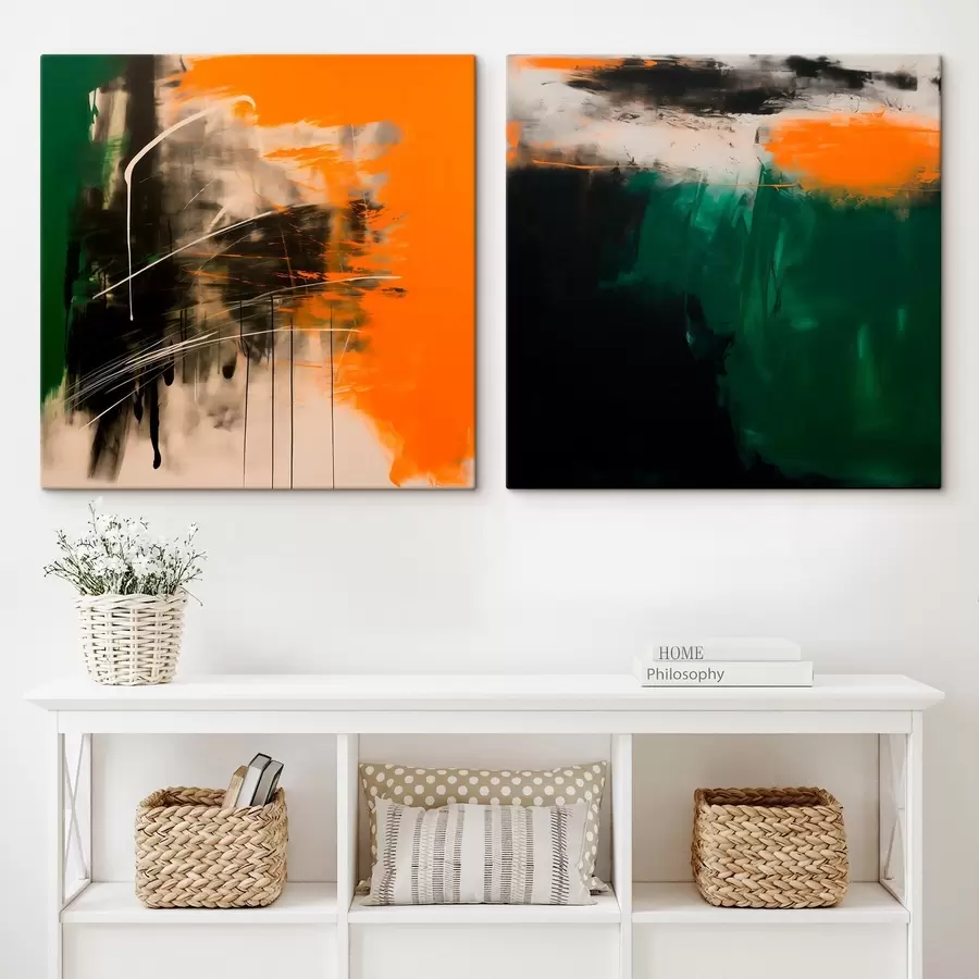 Fototapete Komposition mit ausdrucksstarken Pinselstrichen und tiefen, dunklen Farbtönen im minimalistischen Stil m30359