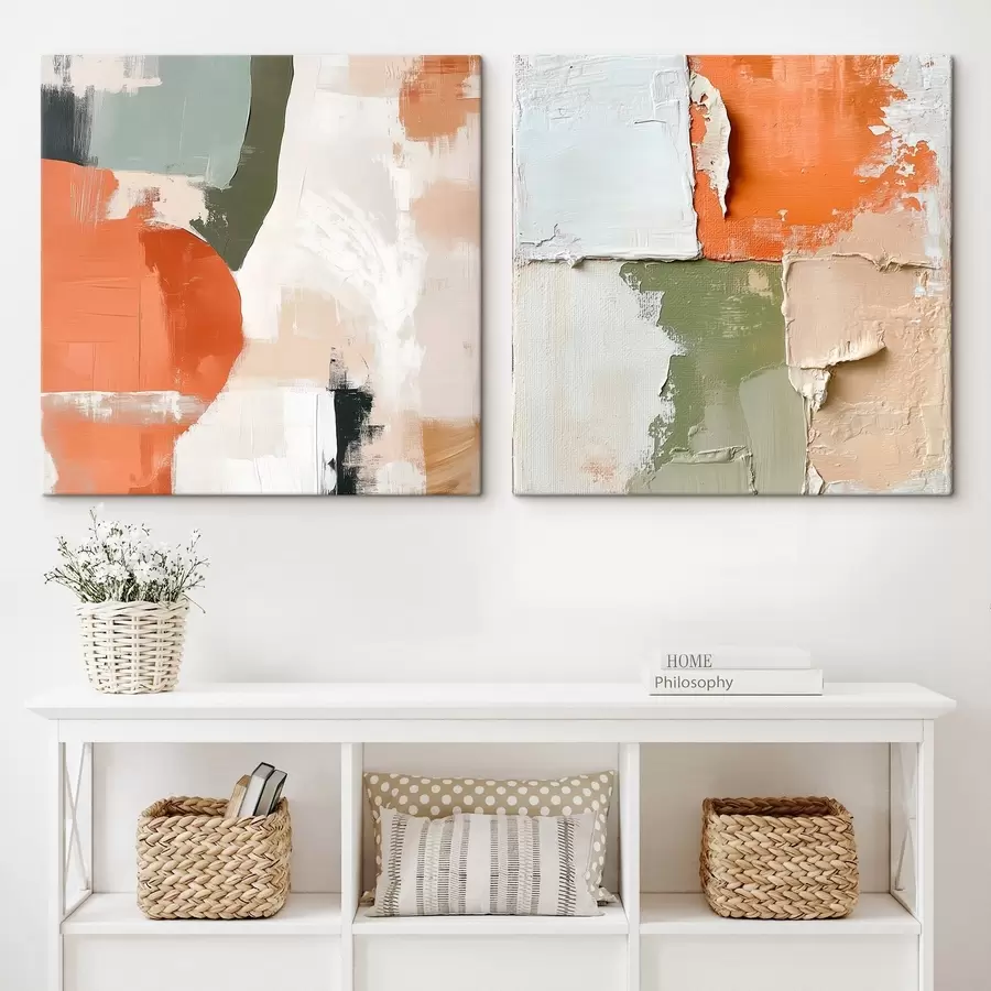 Fototapete Abstraktion mit Farbauftrag in mehreren Schichten und kontrastierenden Farbblöcken m30360