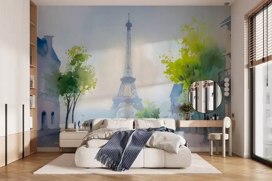 Fototapete Paris, ein Stadtbild im Aquarellstil à la prima w05566