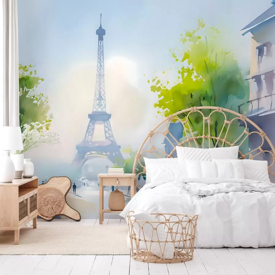 Fototapete Paris, ein Stadtbild im Aquarellstil à la prima w05566