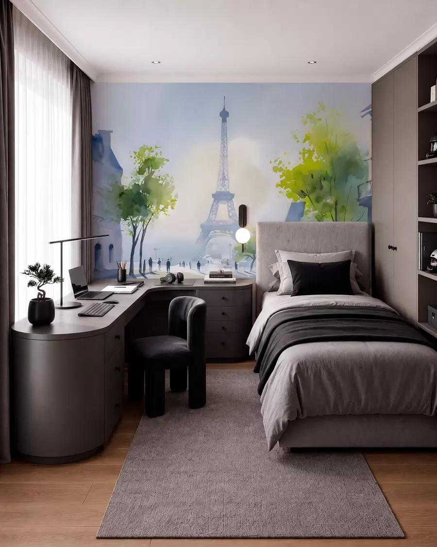Fototapete Paris, ein Stadtbild im Aquarellstil à la prima w05566