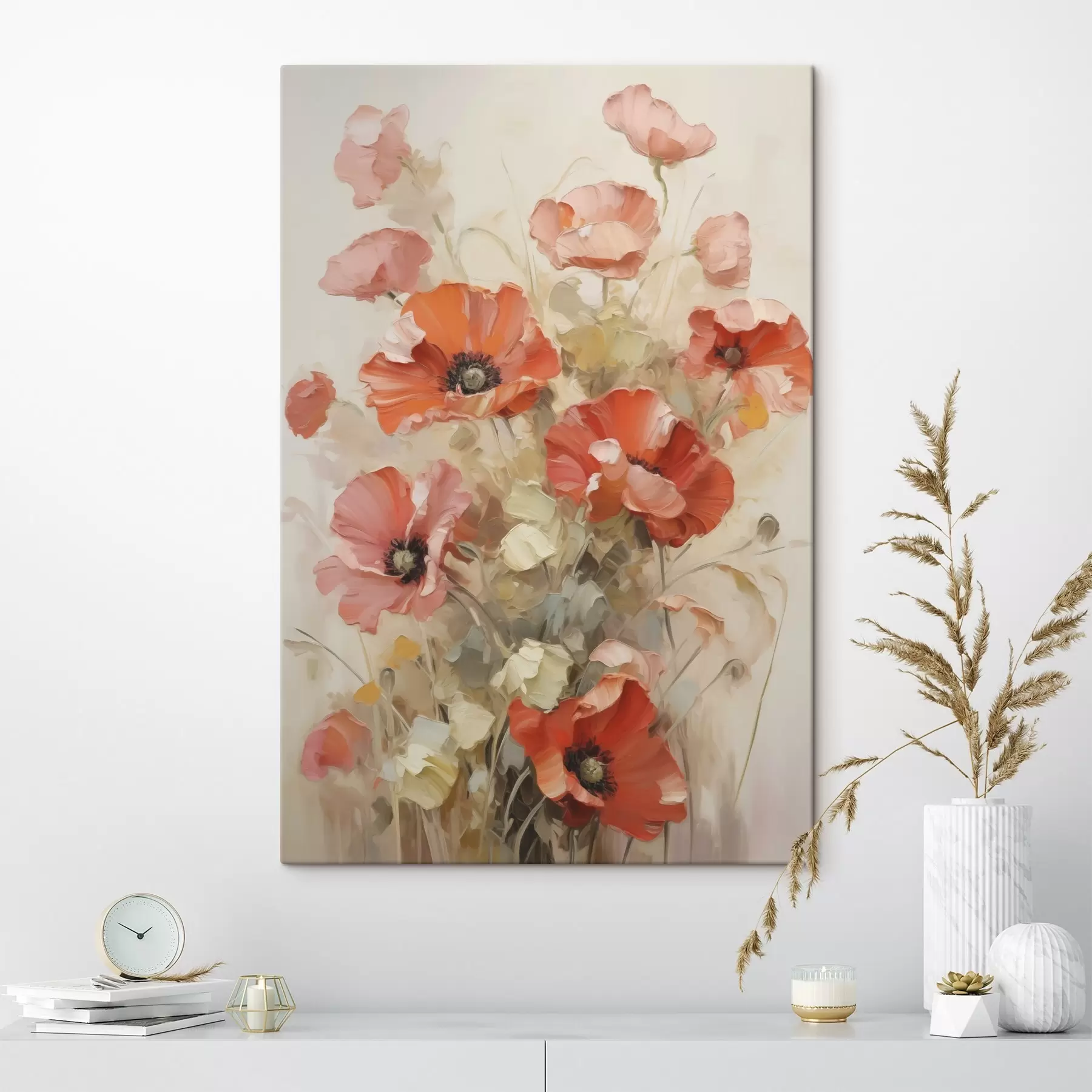Fototapete Zarte Mohnblumen – Malerei-Imitation s49065