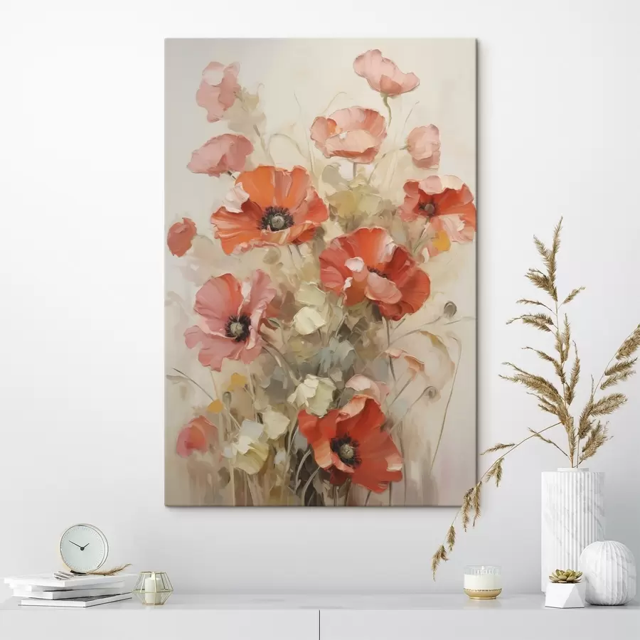 Fototapete Zarte Mohnblumen – Malerei-Imitation s49065
