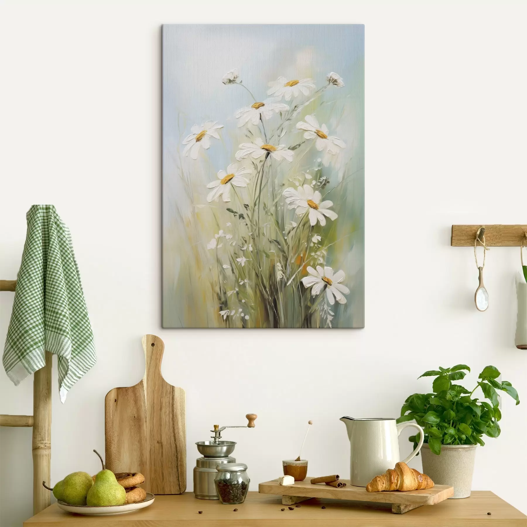 Fototapete Zarte Gänseblümchen – eine Nachbildung eines Gemäldes s49067