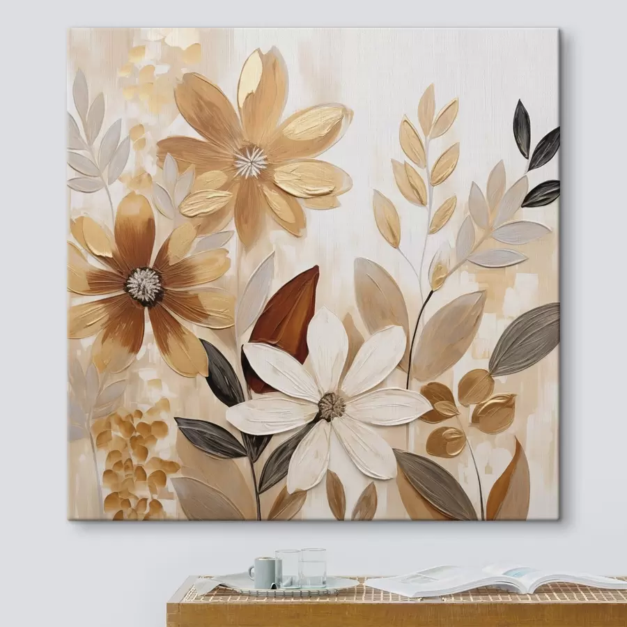 Fototapete Stilisierte Blumen, gemalt im Stil eines Gemäldes s49071