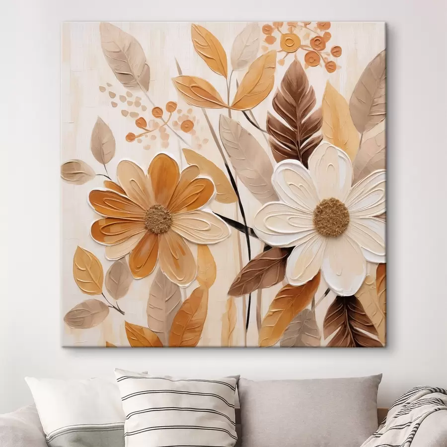 Fototapete Stilisierte Blumen, gemalt im Stil eines Gemäldes s49072