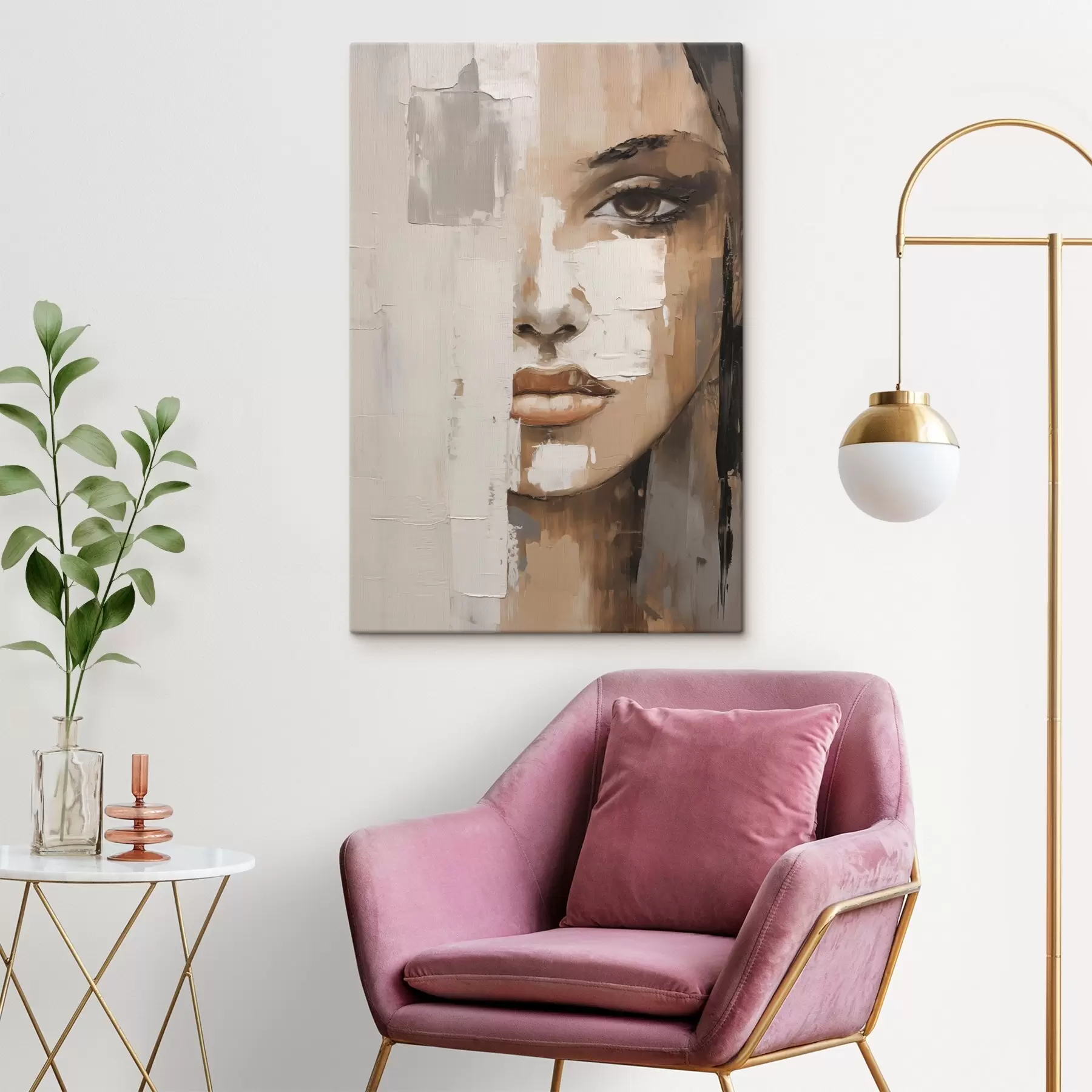 Fototapete Abstrakte weibliche Porträtimitation einer Malerei s49076