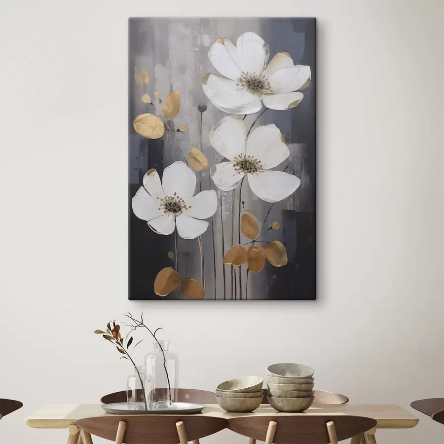 Fototapete Abstraktion mit Blumen – Nachahmung eines Gemäldes s49077