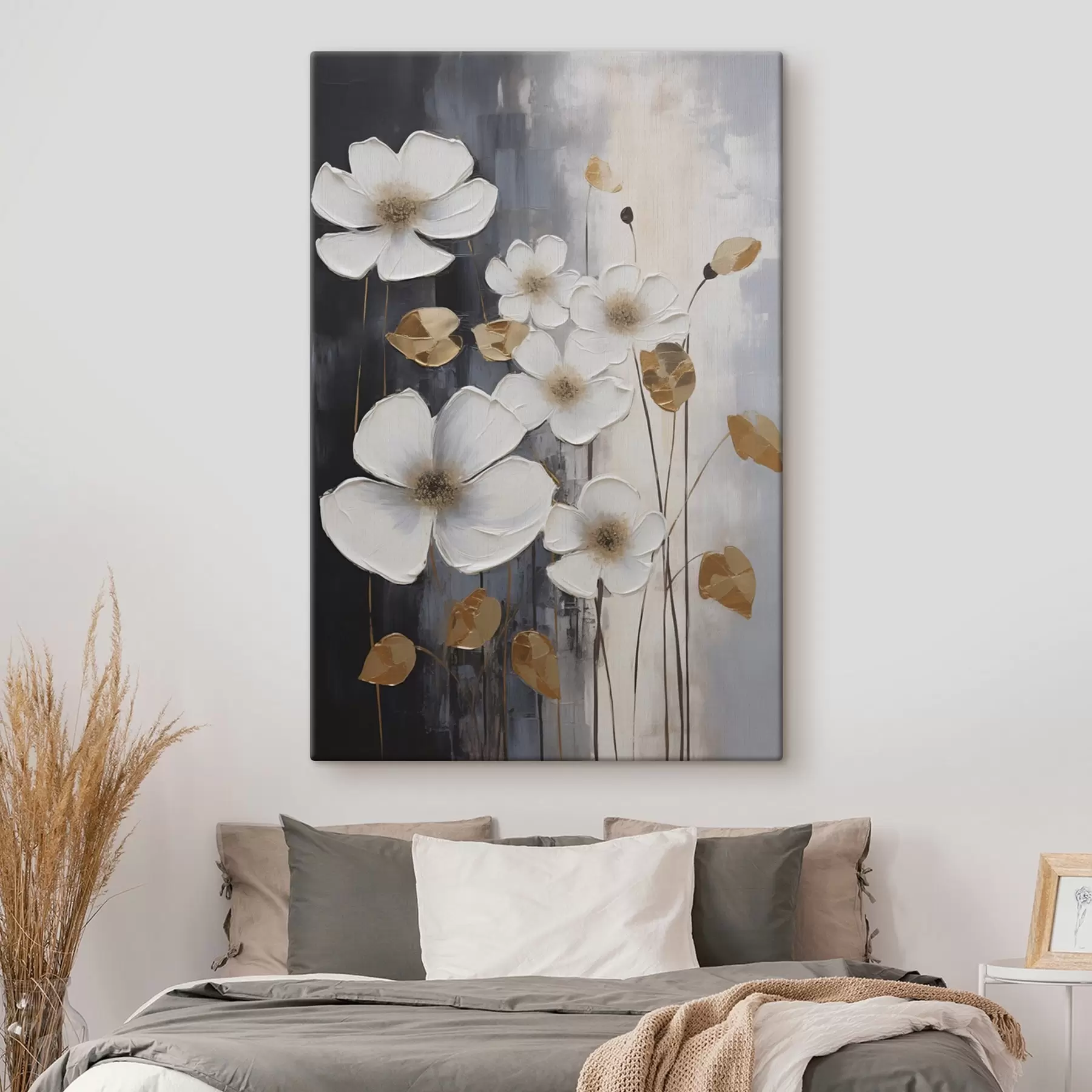 Fototapete Abstraktion mit Blumen – Nachahmung eines Gemäldes s49078