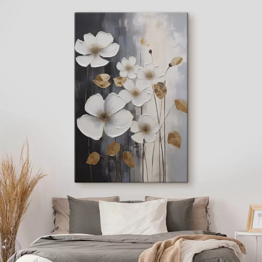 Fototapete Abstraktion mit Blumen – Nachahmung eines Gemäldes s49078