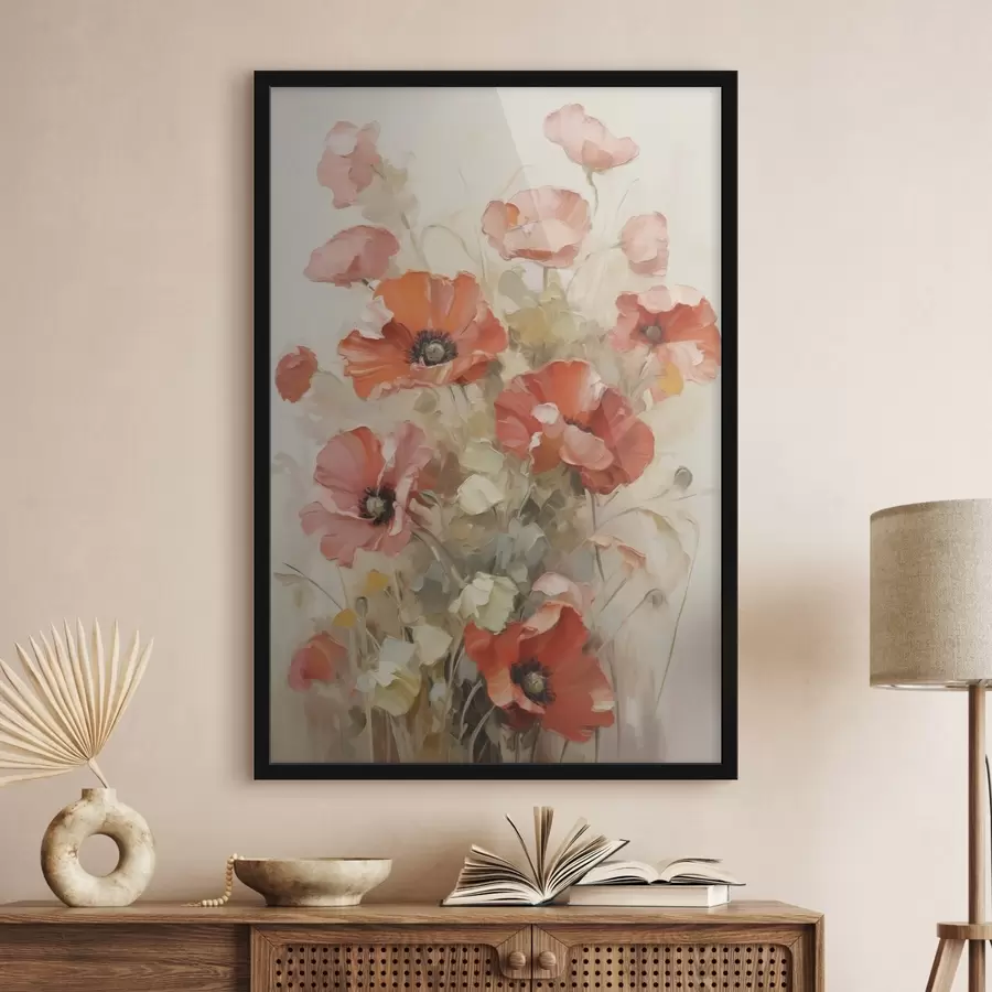 Fototapete Zarte Mohnblumen – Malerei-Imitation f49065