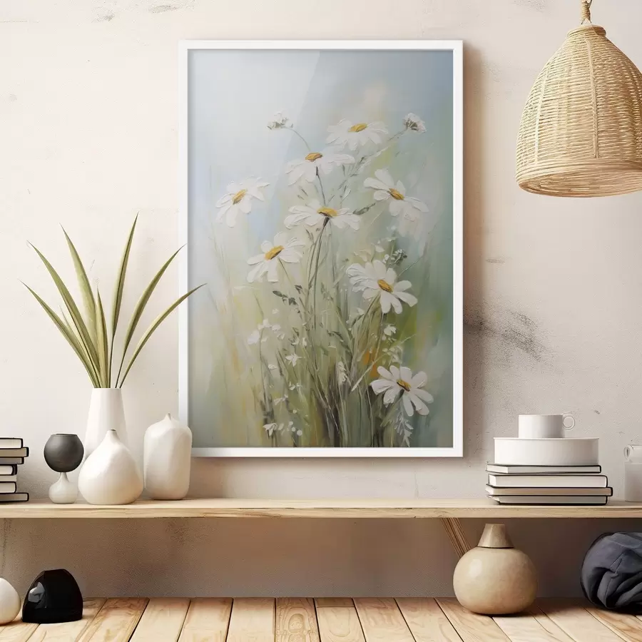 Fototapete Zarte Gänseblümchen – eine Nachbildung eines Gemäldes f49067