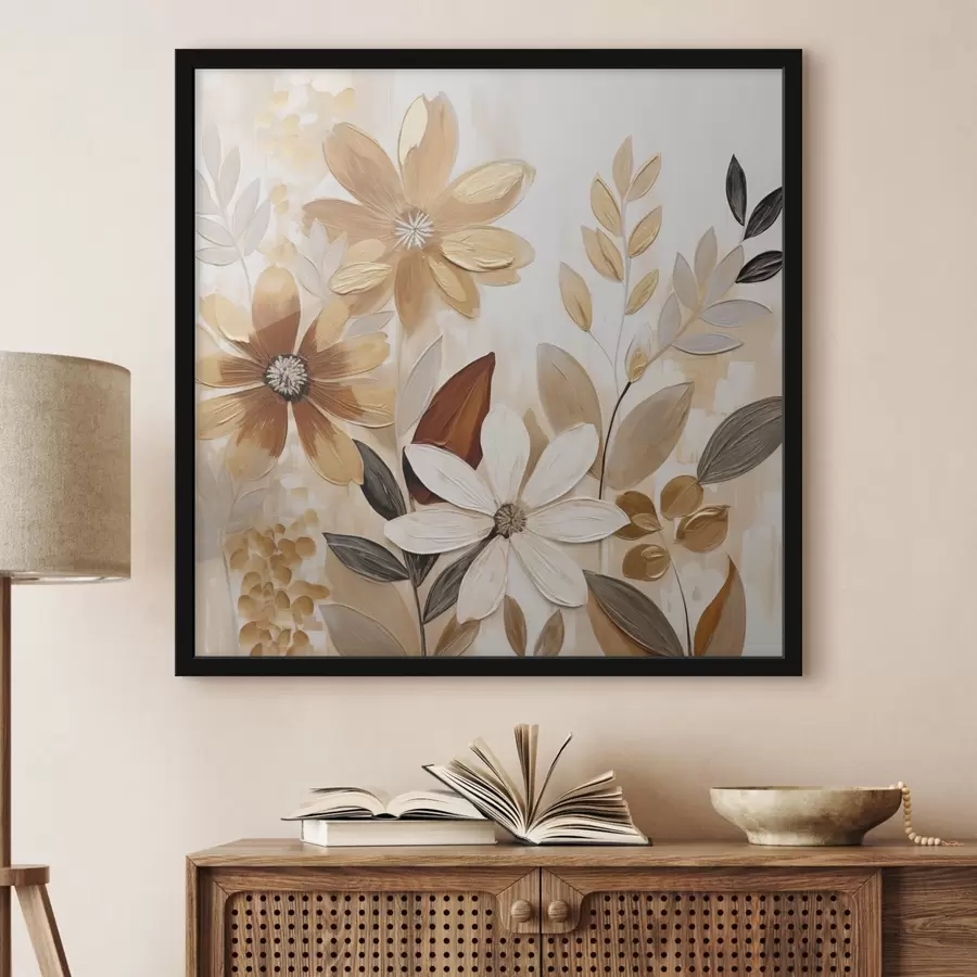 Fototapete Stilisierte Blumen, gemalt im Stil eines Gemäldes f49071
