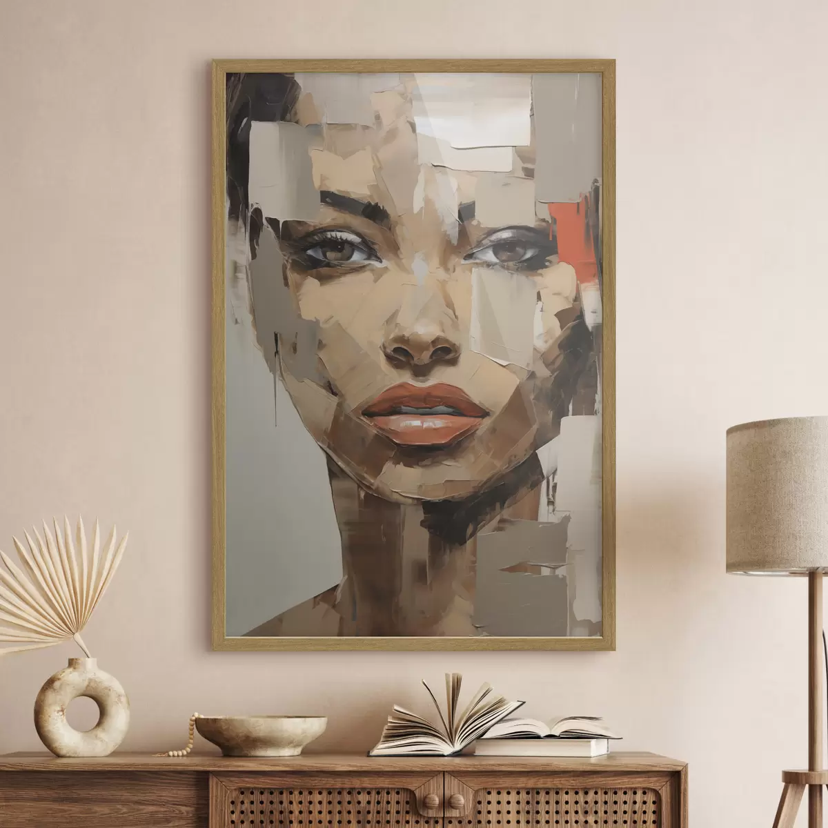 Poster Abstrakte weibliche Porträtimitation einer Malerei f49075