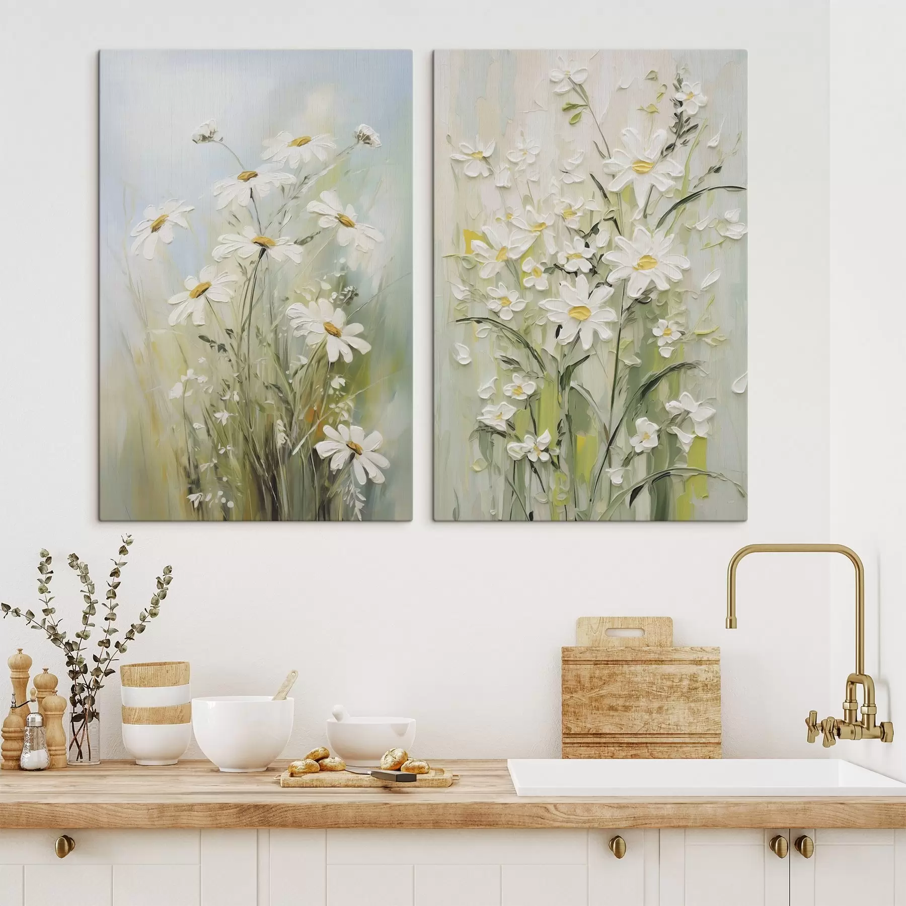 Fototapete Zarte Gänseblümchen – eine Nachbildung eines Gemäldes m30447
