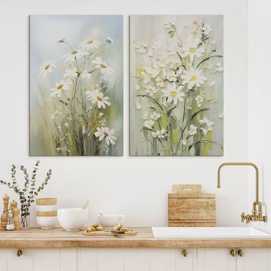Fototapete Zarte Gänseblümchen – eine Nachbildung eines Gemäldes m30447