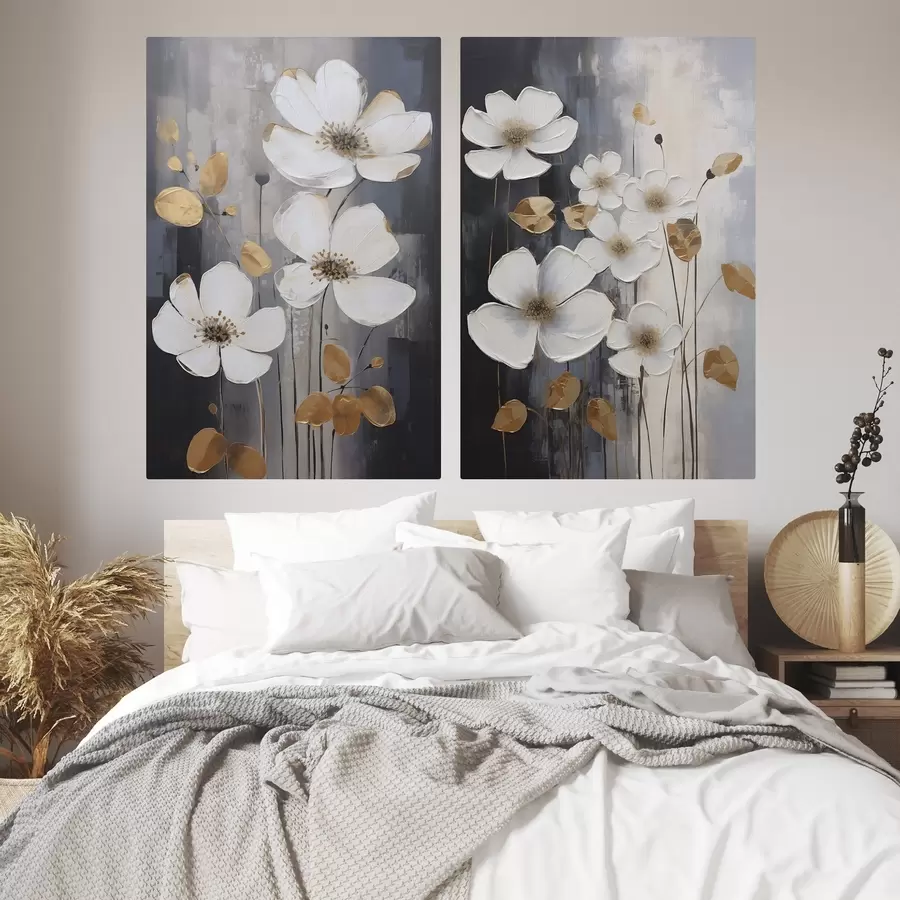 Fototapete Abstraktion mit Blumen – Nachahmung eines Gemäldes m30452