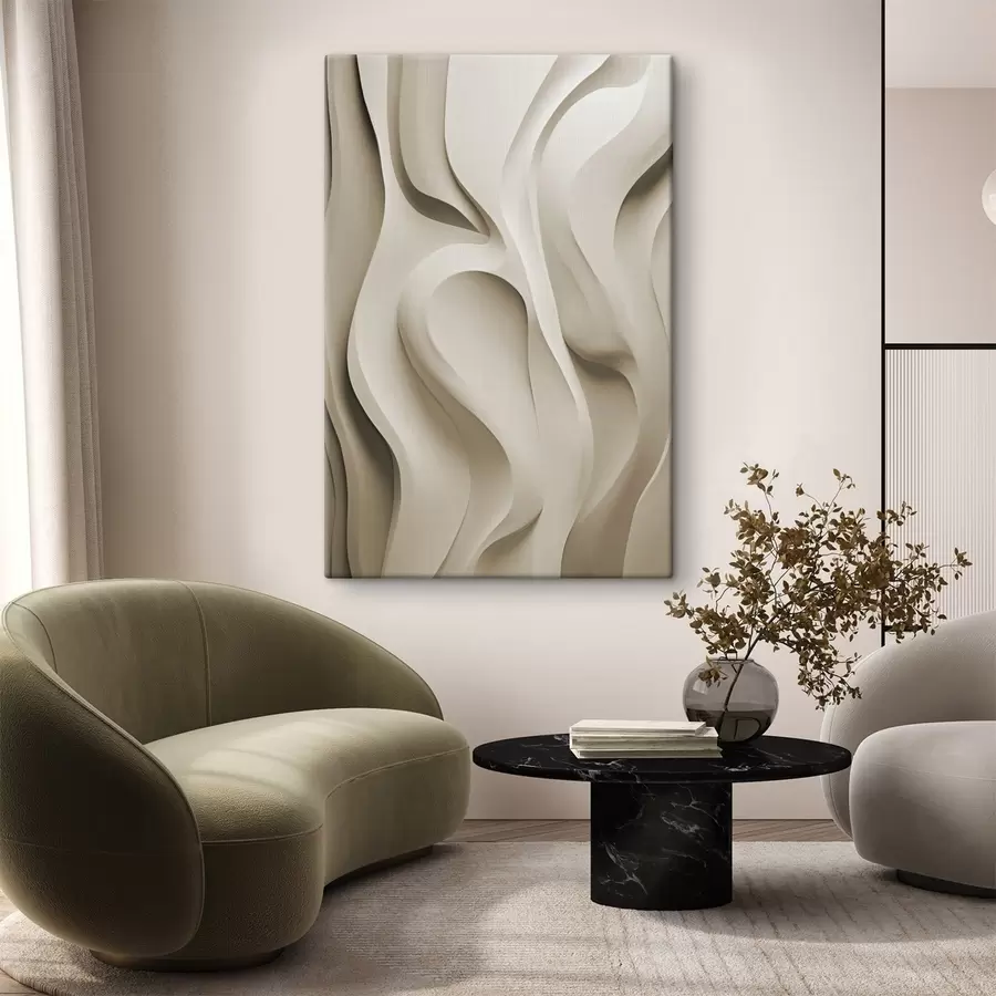 Fototapete Abstrakte beigefarbene, wellenförmige Formen mit sanften Kurven, moderne minimalistische Kunst s49149