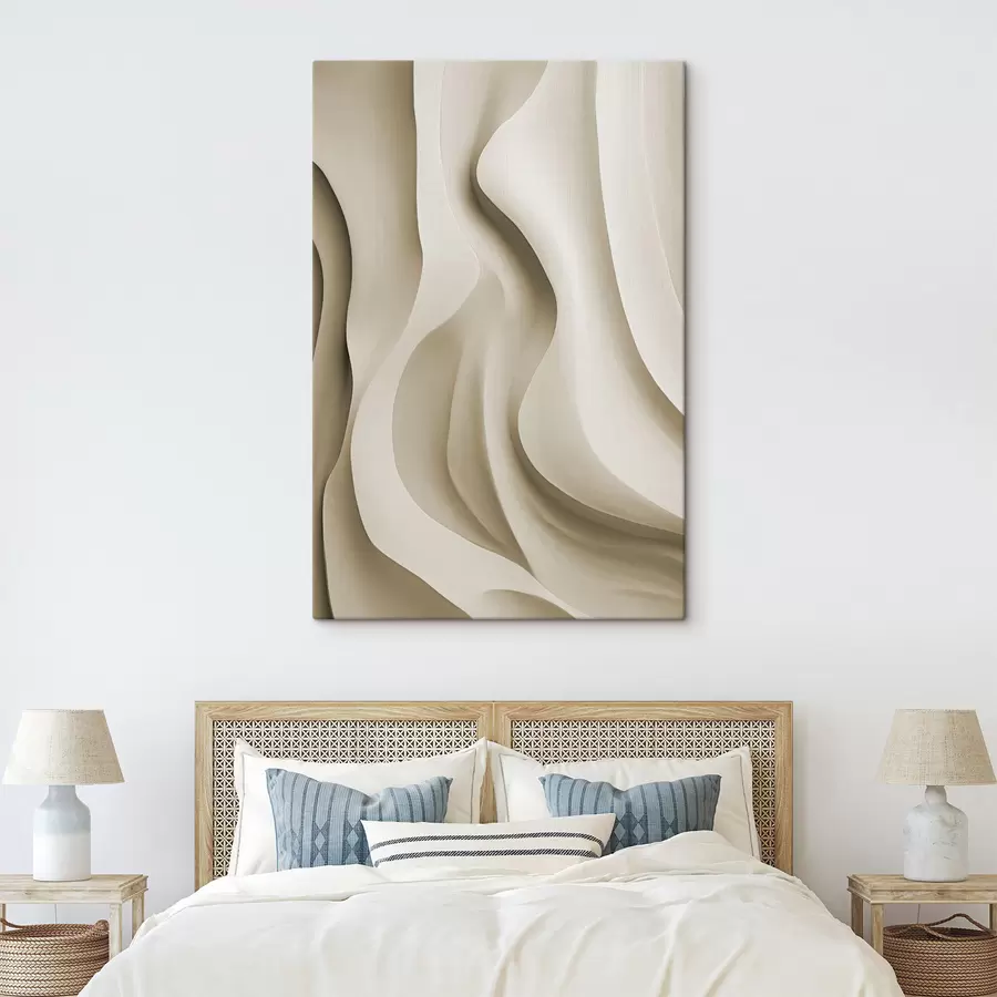 Fototapete Abstrakte beigefarbene, wellenförmige Formen mit sanften Kurven, moderne minimalistische Kunst s49150