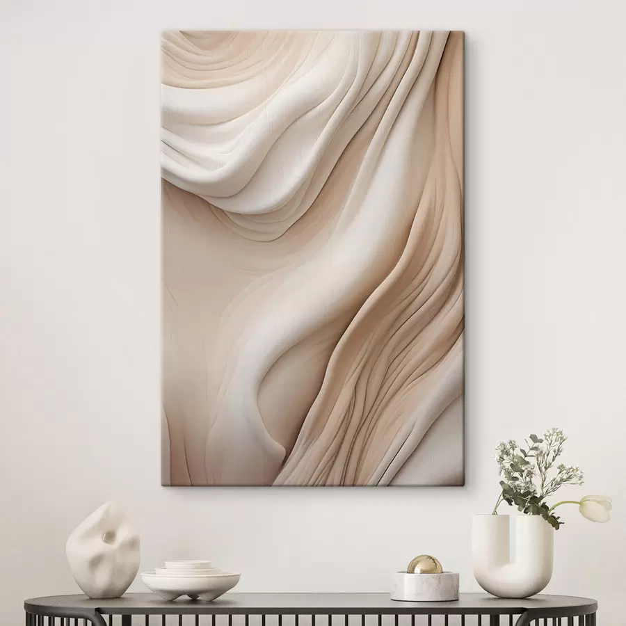 Fototapete Abstrakte, fließende Texturen in Creme- und Beigetönen mit sanften Schatten s49175