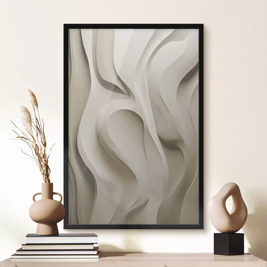 Fototapete Abstrakte beigefarbene, wellenförmige Formen mit sanften Kurven, moderne minimalistische Kunst f49149