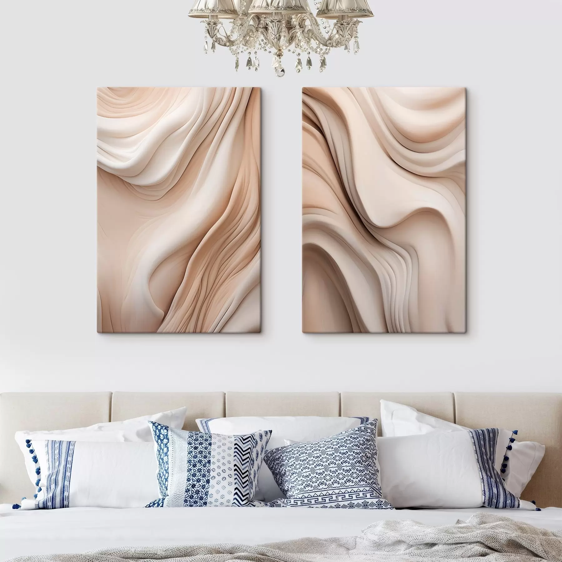 Fototapete Abstrakte, fließende Texturen in Creme- und Beigetönen mit sanften Schatten m30484