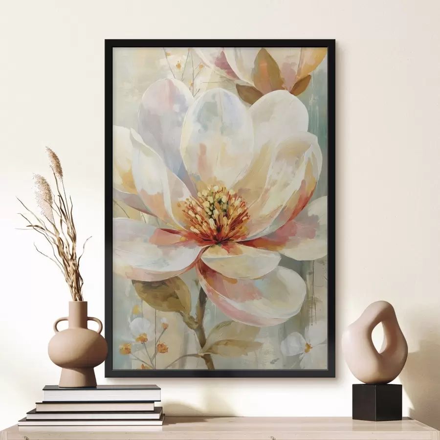 Fototapete Zarte Blume mit pastellfarbenen Pinselstrichen f49182