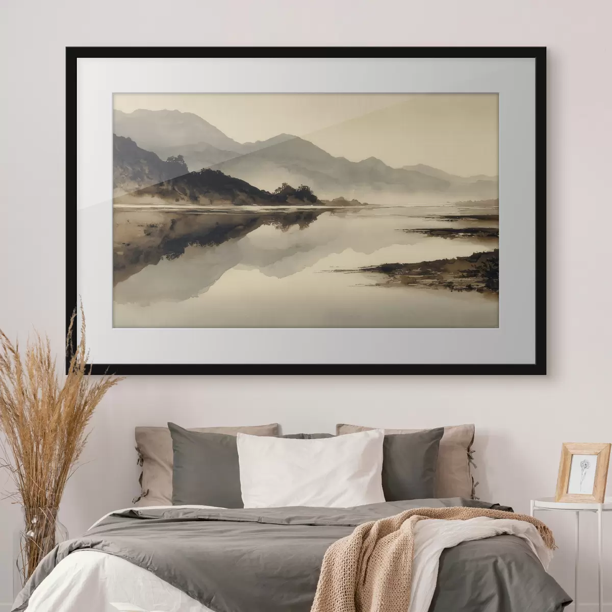 Poster Ruhige Berglandschaft mit Spiegelung im Wasser f49185