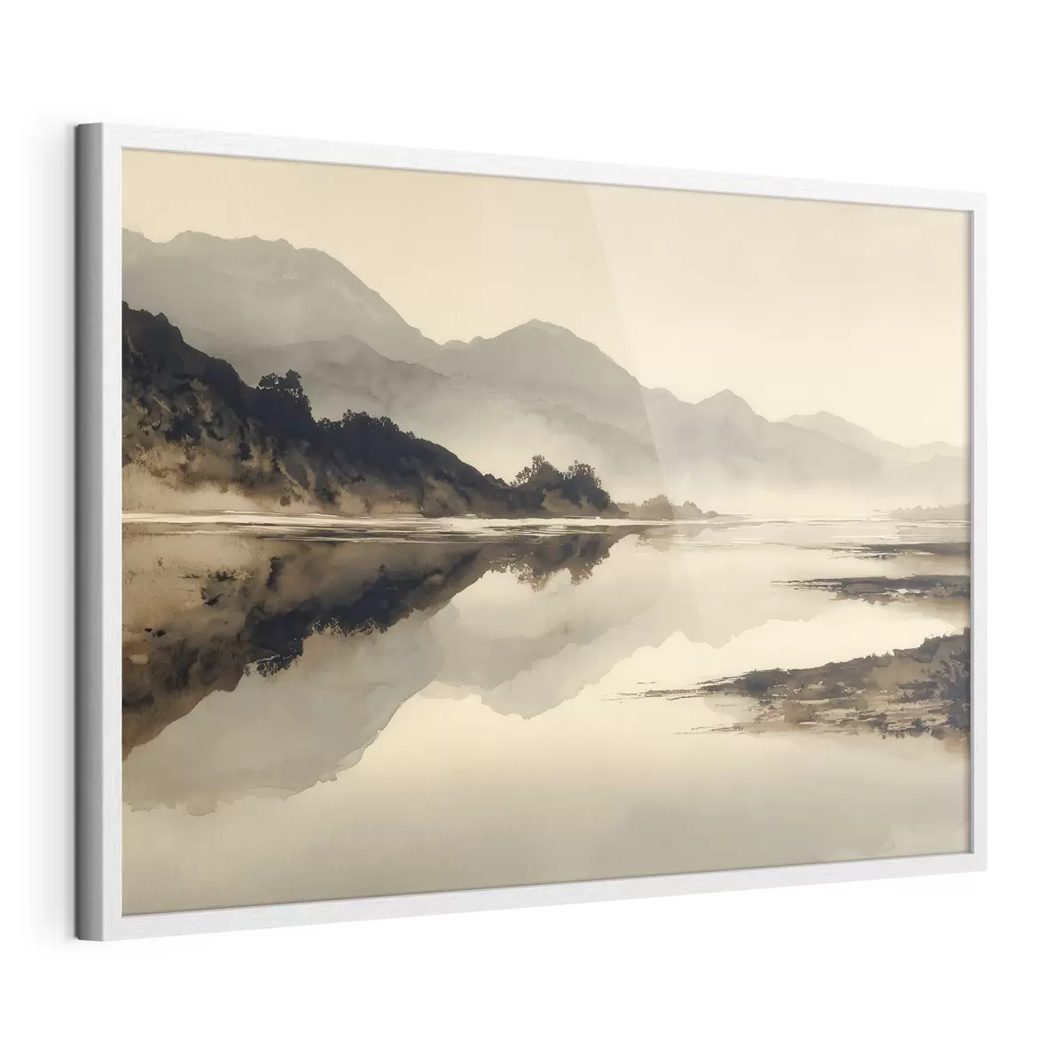 Poster Ruhige Berglandschaft mit Spiegelung im Wasser f49185