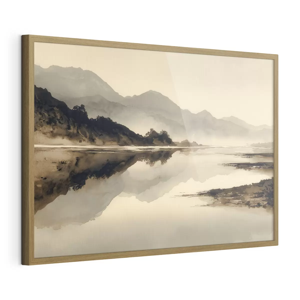 Poster Ruhige Berglandschaft mit Spiegelung im Wasser f49185