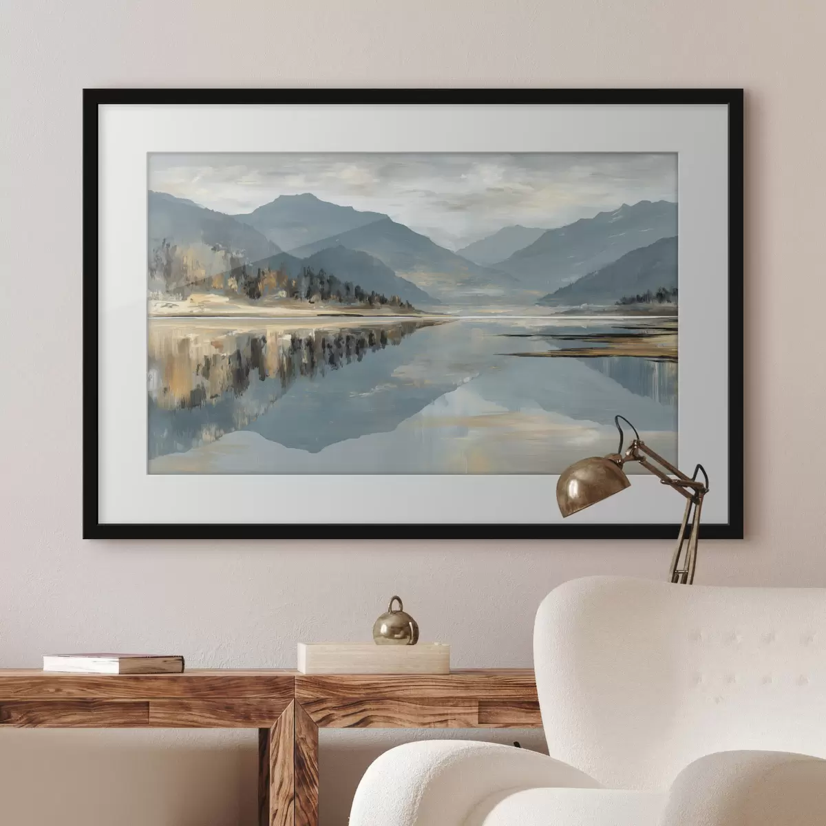 Poster Bergsee in sanften Blautönen f49187