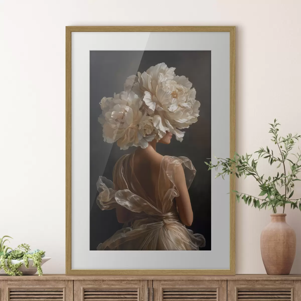 Poster Krone aus cremefarbenen Blüten f49202