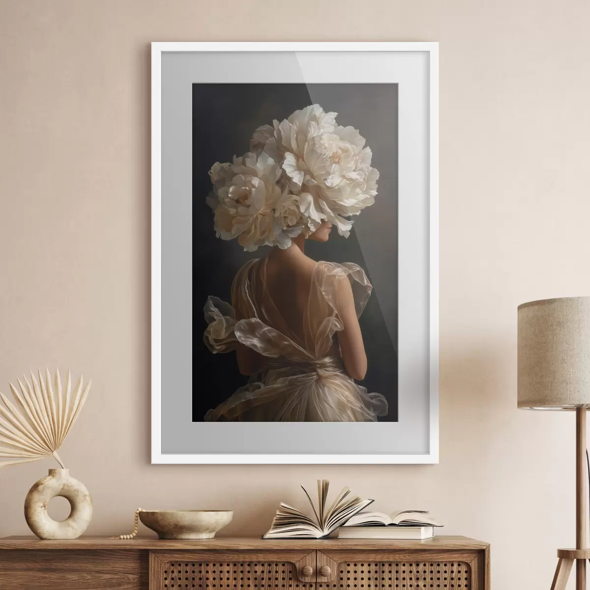 Poster Krone aus cremefarbenen Blüten f49202