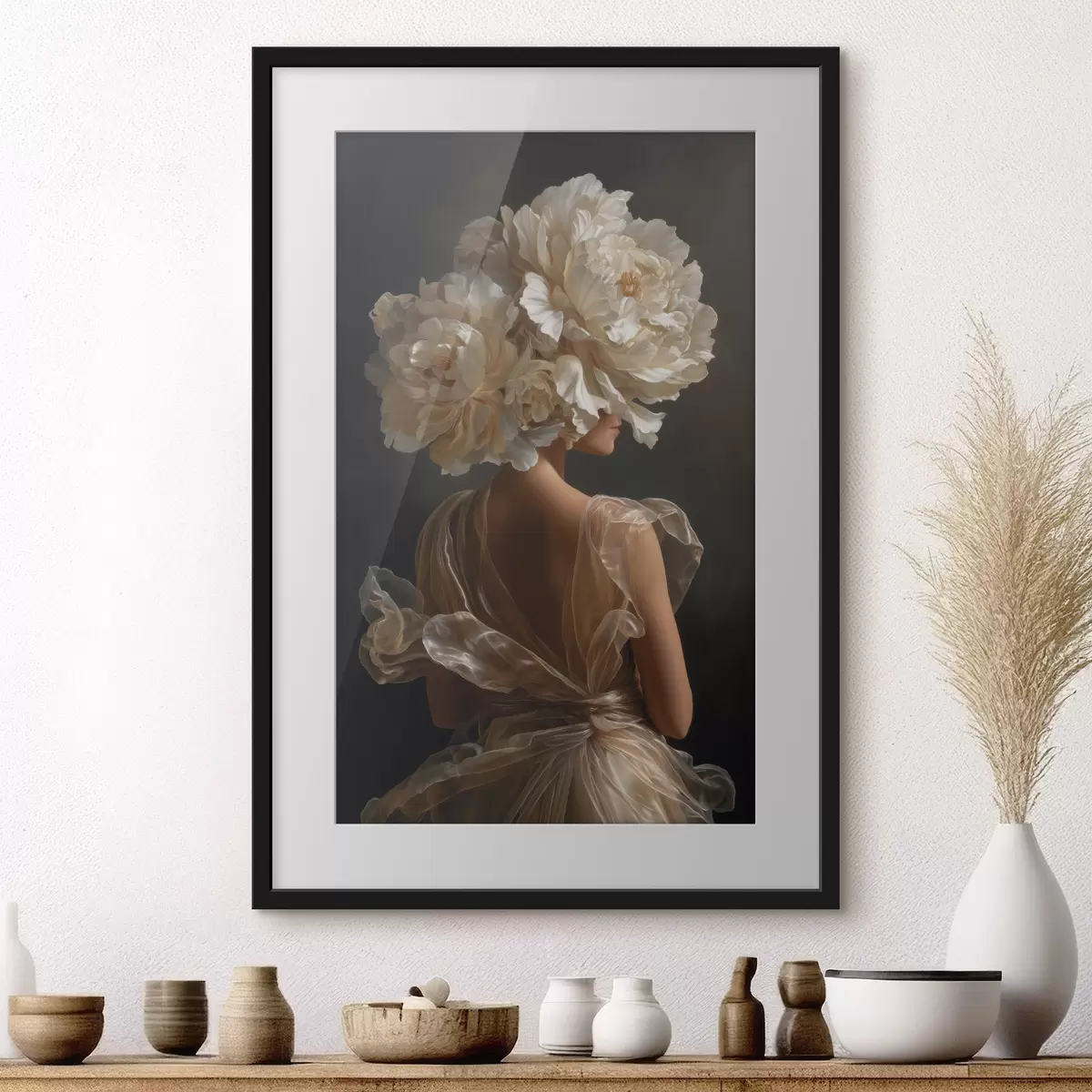 Poster Krone aus cremefarbenen Blüten f49202