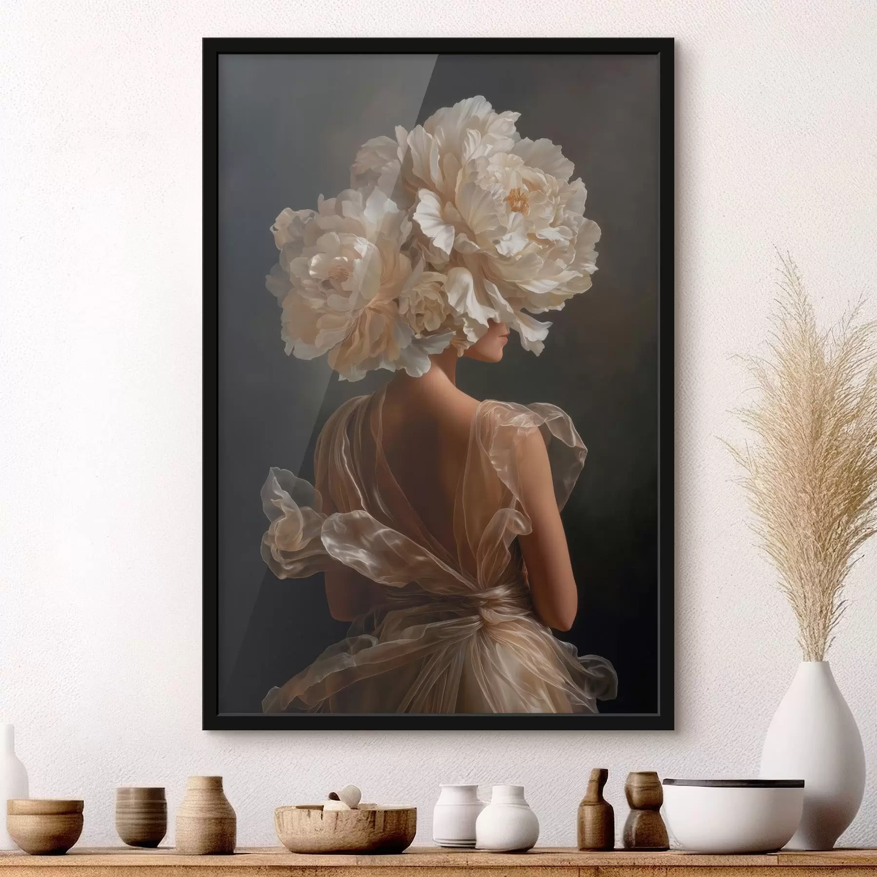 Fototapete Frau in einem Kleid mit Blumenkranz f49202