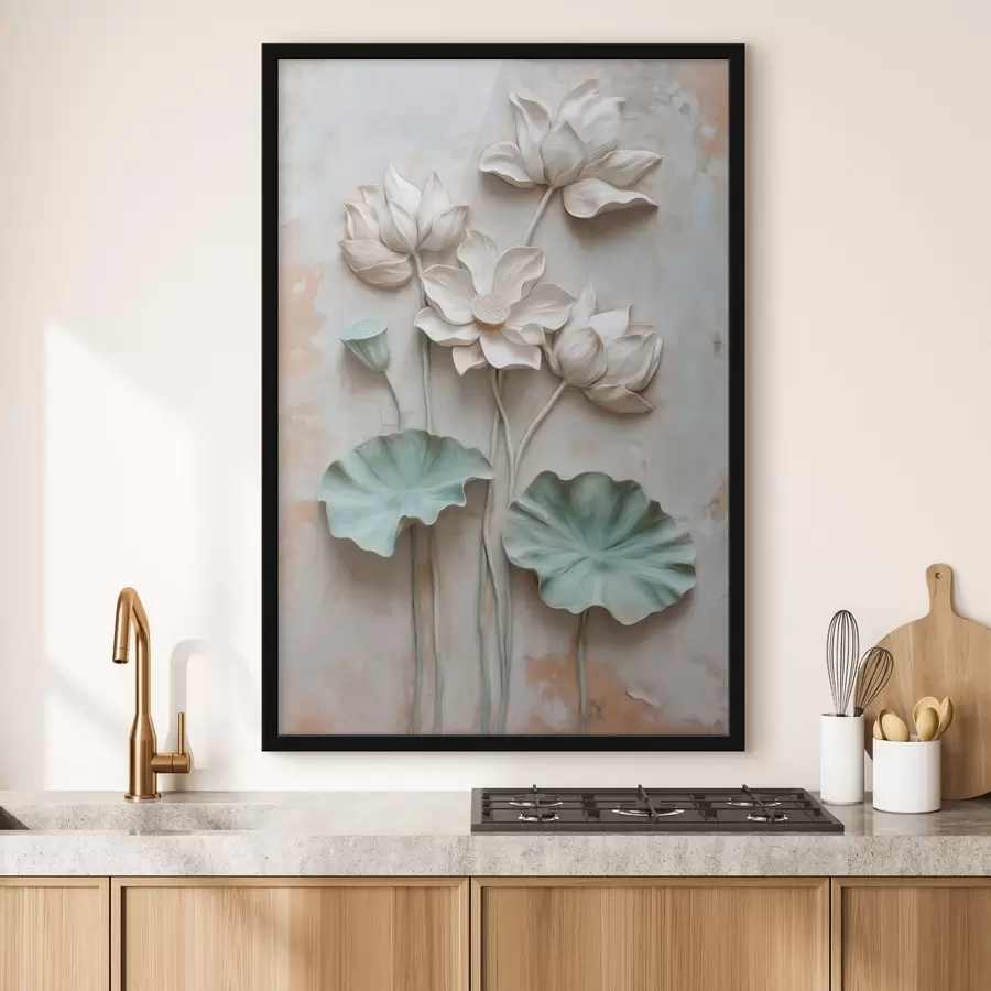 Fototapete Blasse Lotusblumen in sanften Pastelltönen f49205