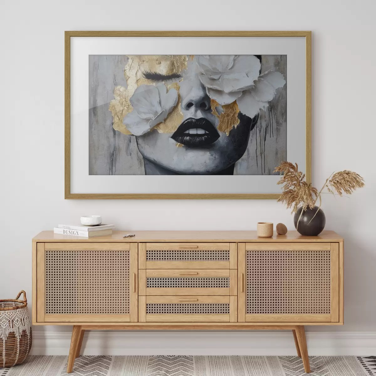 Poster Blüten und dunkle Lippen f49206