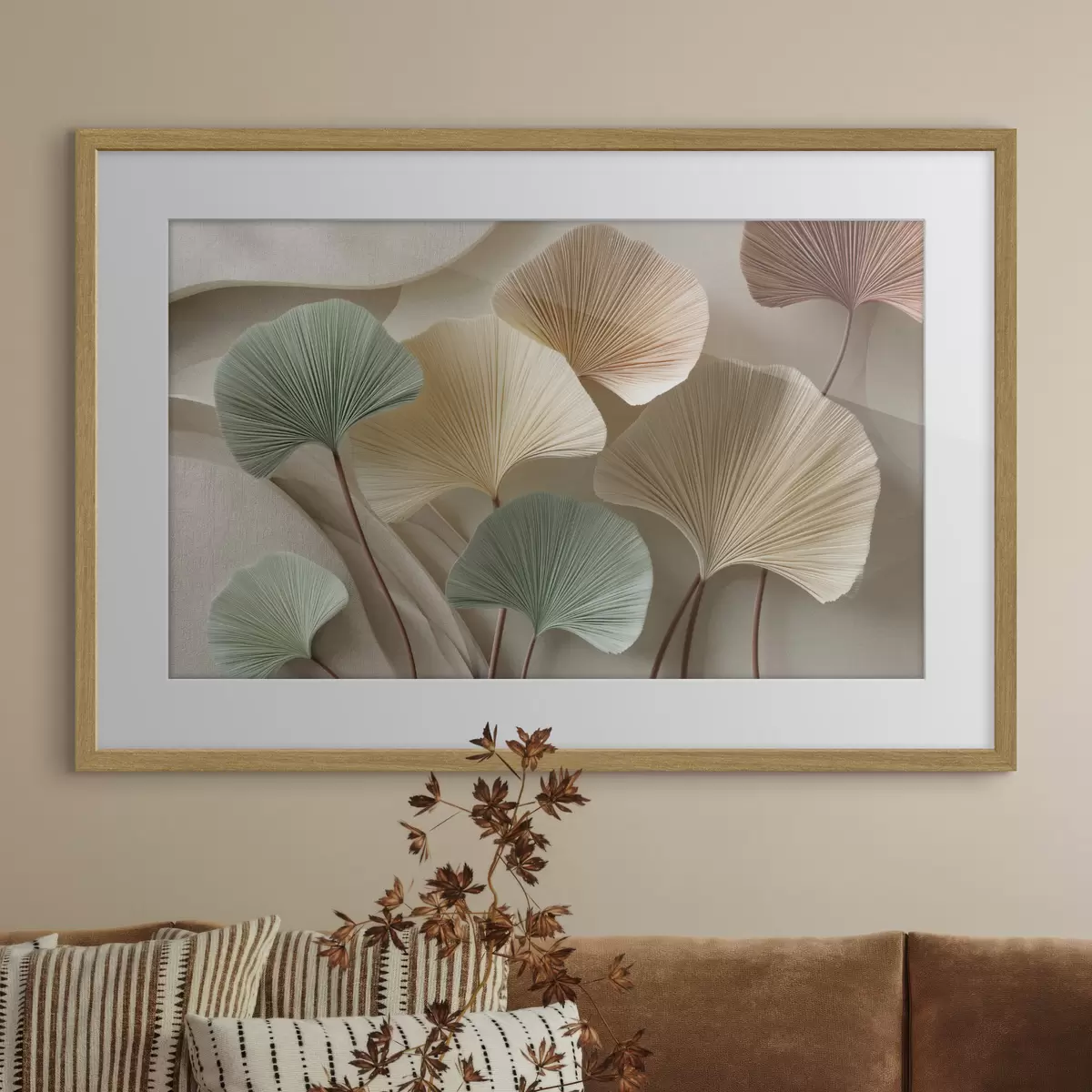 Poster Ginkgo in sanften Tönen f49207