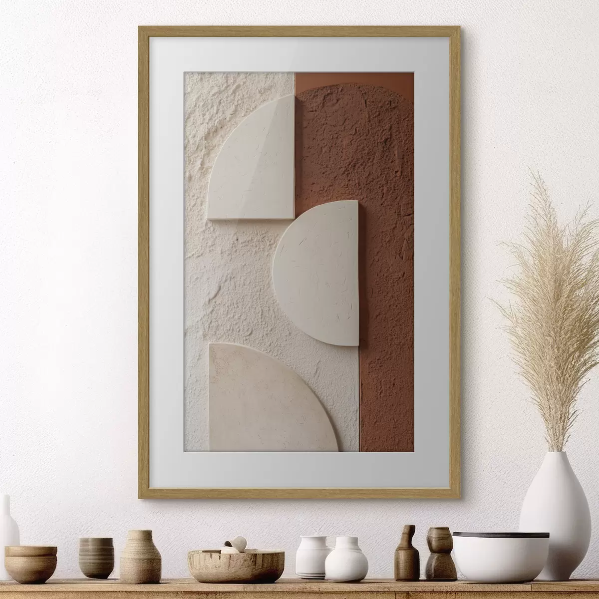 Poster Geometrische Elemente in warmen Naturtönen f49213