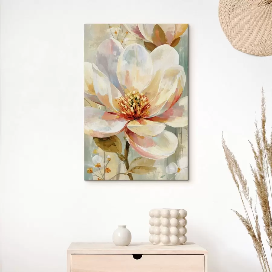 Fototapete Zarte Blume mit pastellfarbenen Pinselstrichen s49182