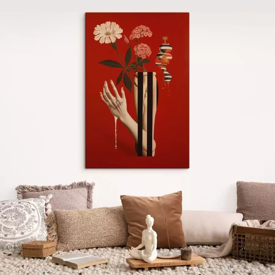 Fototapete Abstrakte Komposition mit Vase und Blumen s49192