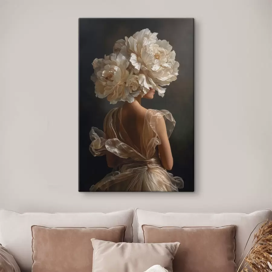 Fototapete Frau in einem Kleid mit Blumenkranz s49202